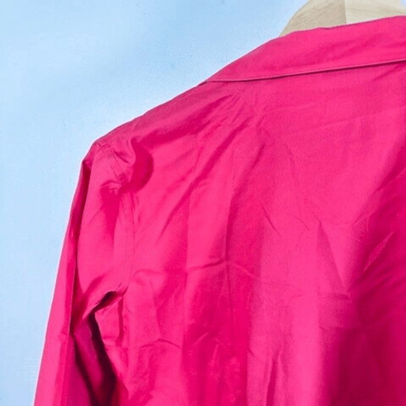 Chico’s no iron 3/4 sleeve fuchsia pink pleated boxy swing button down 3.5 18 XL - Picture 9 of 10